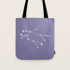 Gemini Zodiac Star Constellation Line Art Lavender Purple Tote Bag Gallery Image 1