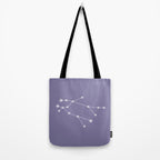 Gemini Zodiac Star Constellation Line Art Lavender Purple Tote Bag Gallery Image 2