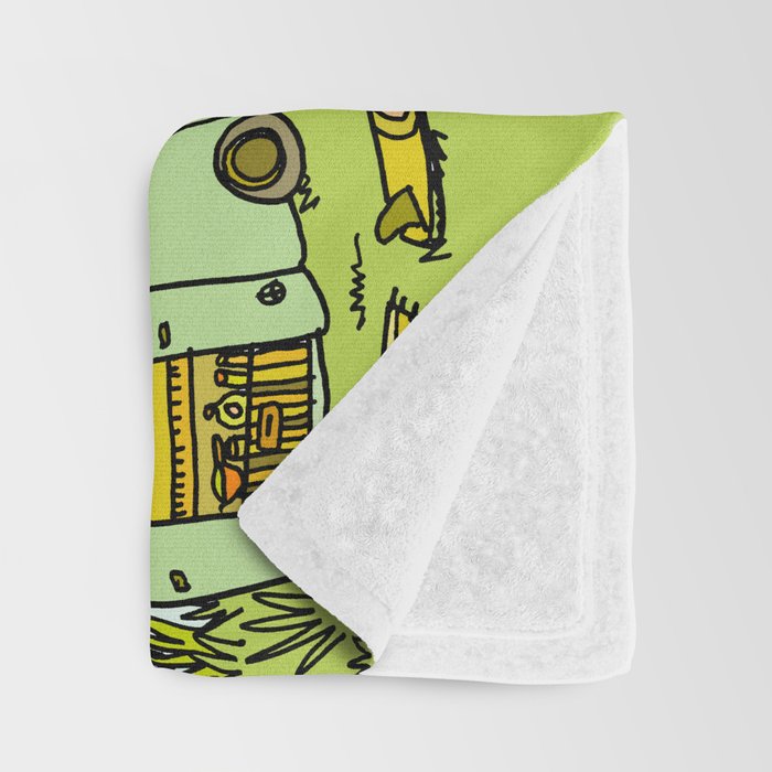 home is where you park it // wandering in new zealand // retro surf art by surfy birdy Throw Blanket Gallery Image 3