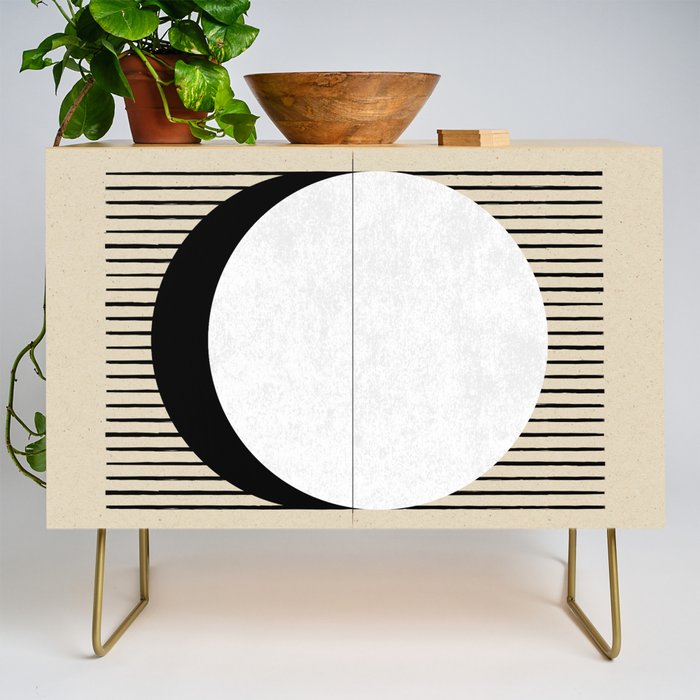 Circle black and white Stripes Credenza Gallery Image 1
