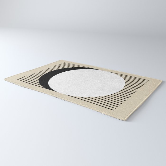 Circle black and white Stripes Rug Gallery Image 3