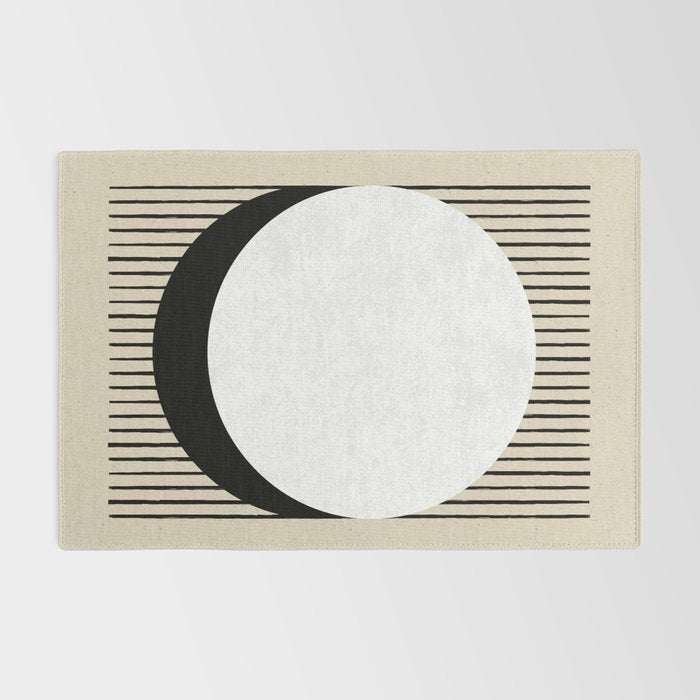 Circle black and white Stripes Rug Gallery Image 2