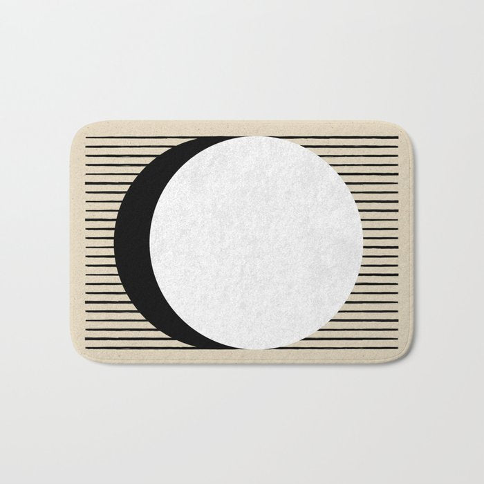 Circle black and white Stripes Bath Mat Gallery Image 1