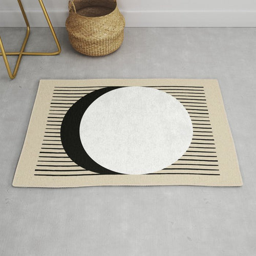 Circle Black And White Stripes Rug Gallery Image 1