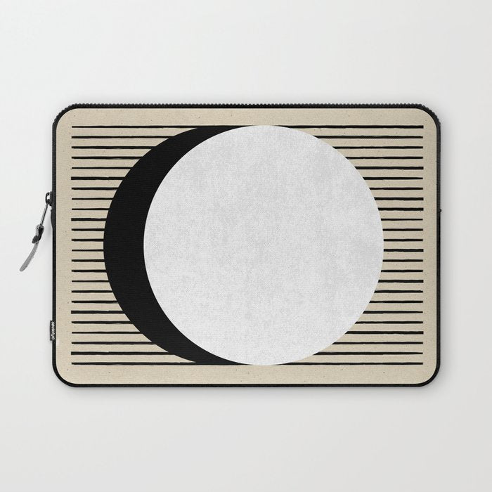 Circle black and white Stripes Laptop Sleeve Gallery Image 1