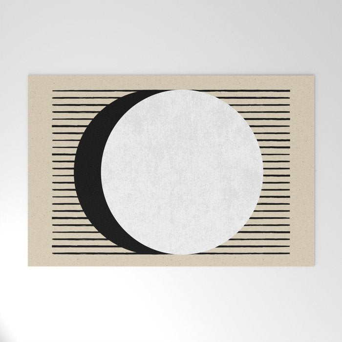 Circle black and white Stripes Welcome Mat Gallery Image 1