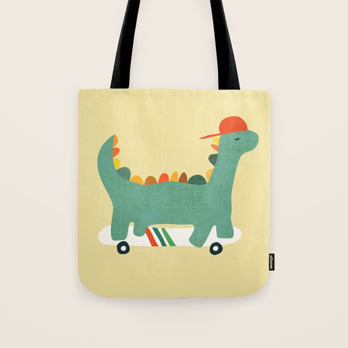 Dinosaur on retro skateboard Tote Bag Gallery Image 1