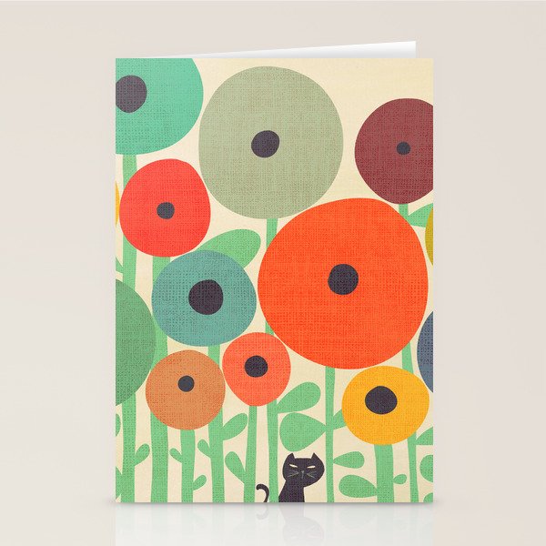 Cat in flower garden Stationery Card Gallery Image 1