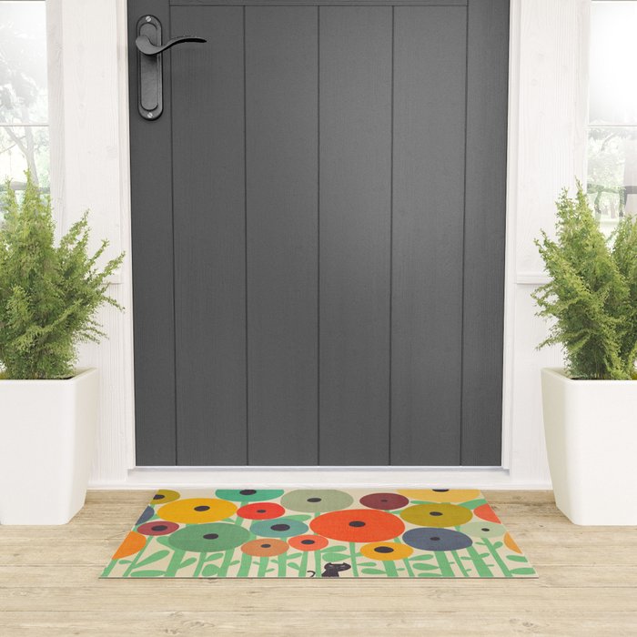 Cat in flower garden Welcome Mat Gallery Image 3
