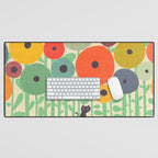 Cat in flower garden Desk Mat Gallery Image 1