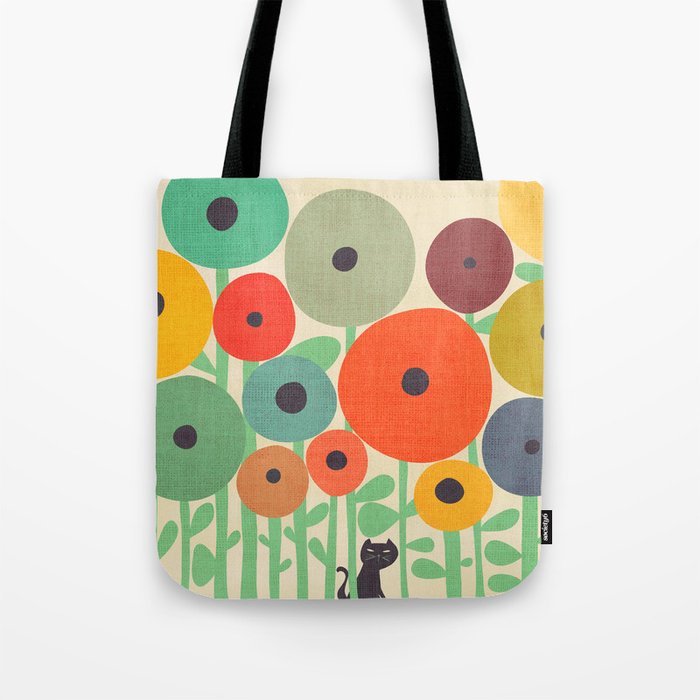 Cat in flower garden Tote Bag Gallery Image 1