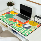 Cat in flower garden Desk Mat Gallery Image 2