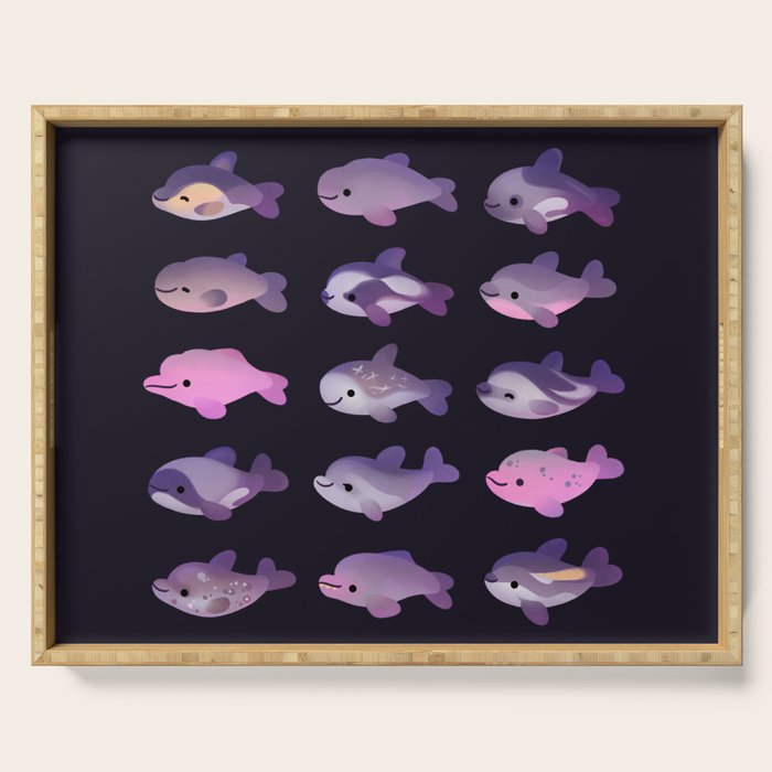 Dolphin Day - dark Serving Tray Gallery Image 1