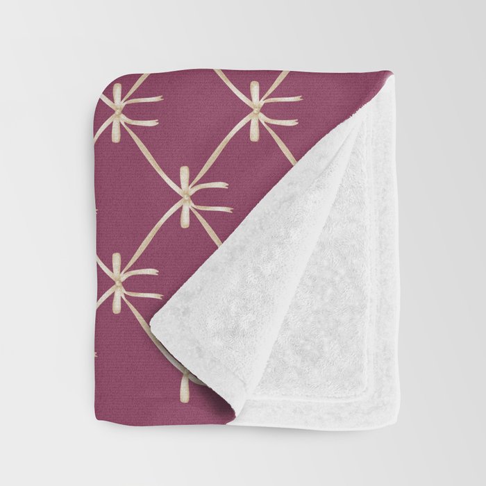 Bows & Ribbons Pattern XXXIII Plum Purple Throw Blanket Gallery Image 3