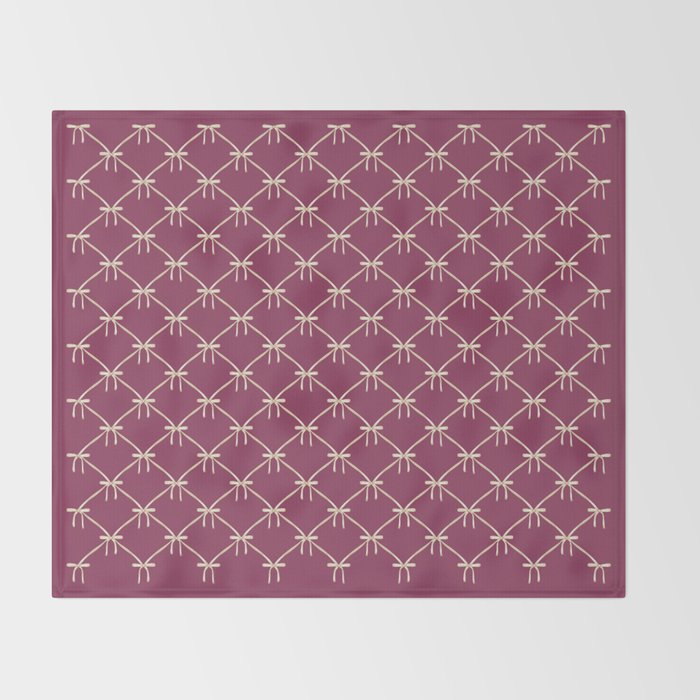 Bows & Ribbons Pattern XXXIII Plum Purple Throw Blanket Gallery Image 2