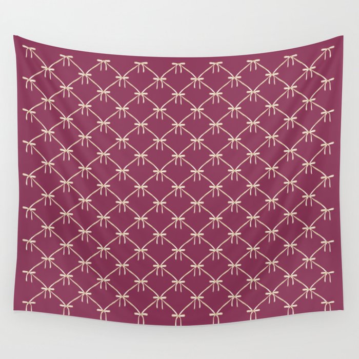 Bows & Ribbons Pattern XXXIII Plum Purple Wall Tapestry Gallery Image 1