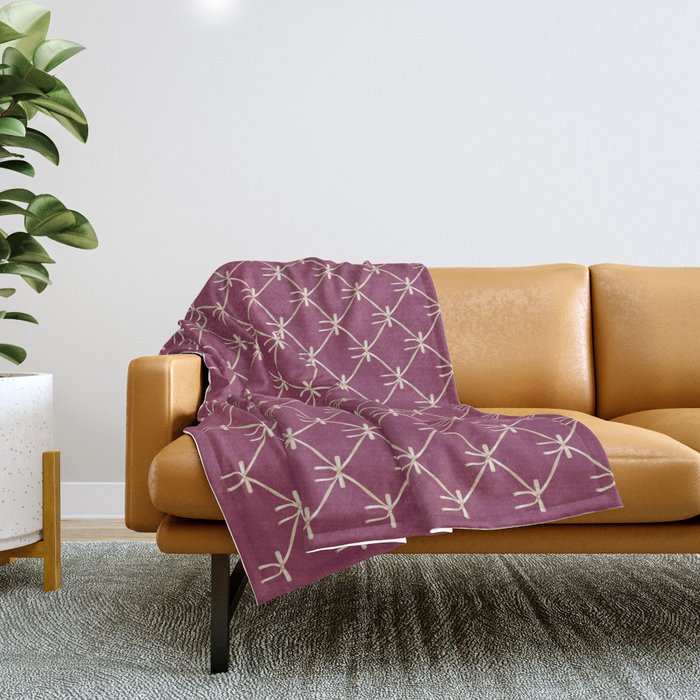 Bows & Ribbons Pattern XXXIII Plum Purple Throw Blanket Gallery Image 1