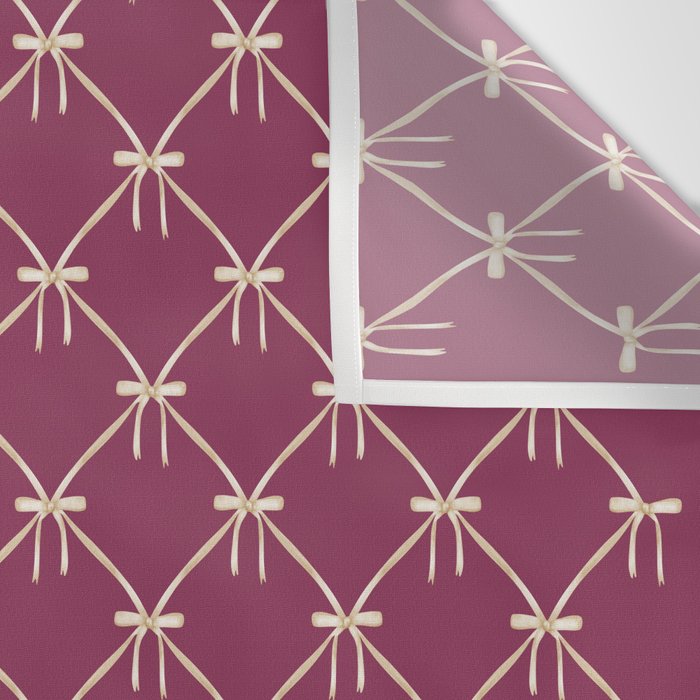 Bows & Ribbons Pattern XXXIII Plum Purple Wall Tapestry Gallery Image 3