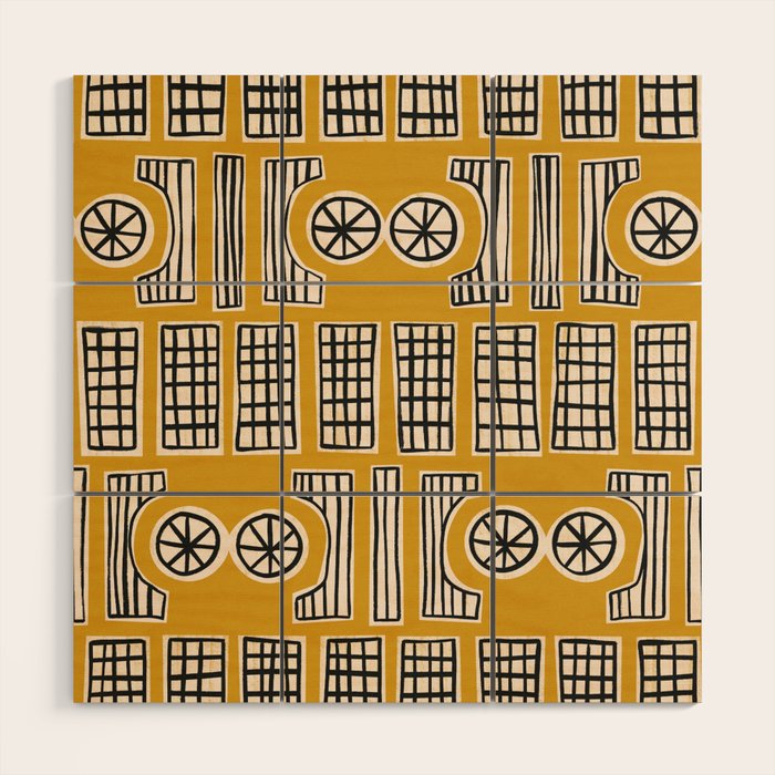 Handcut Geometry - Mustard Wood Wall Art Gallery Image 1