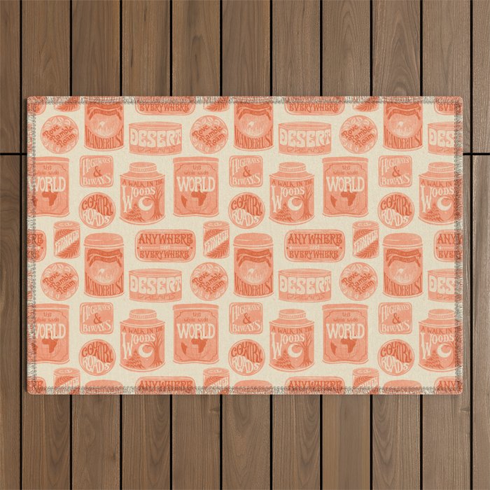 Vagabondâs Cupboard - peach and cream Outdoor Rug Gallery Image 1