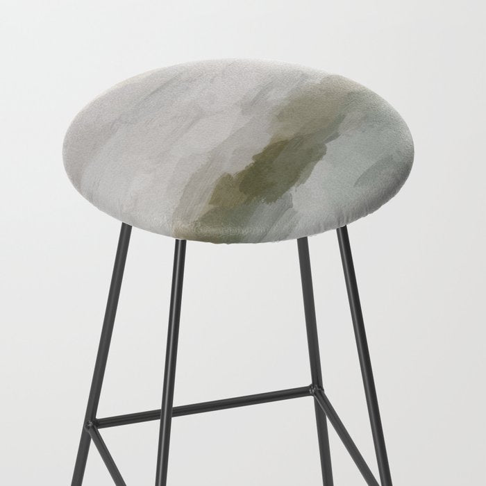 Break in the Weather I - Gray Blue Sage Green Sunrise Abstract Nature Ocean Painting Art Print Stool Gallery Image 2