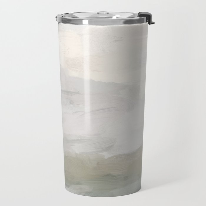 Break in the Weather I - Gray Blue Sage Green Sunrise Abstract Nature Ocean Painting Art Print Travel Mug Gallery Image 2