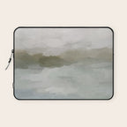 Break in the Weather I - Gray Blue Sage Green Sunrise Abstract Nature Ocean Painting Art Print Laptop Sleeve Gallery Image 1