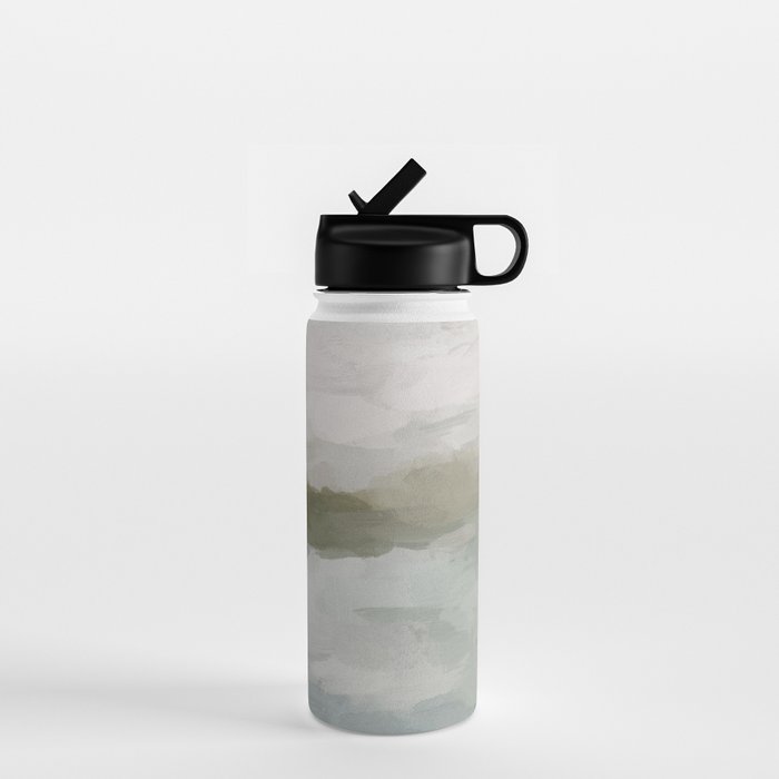 Break in the Weather I - Gray Blue Sage Green Sunrise Abstract Nature Ocean Painting Art Print Water Bottle Gallery Image 1