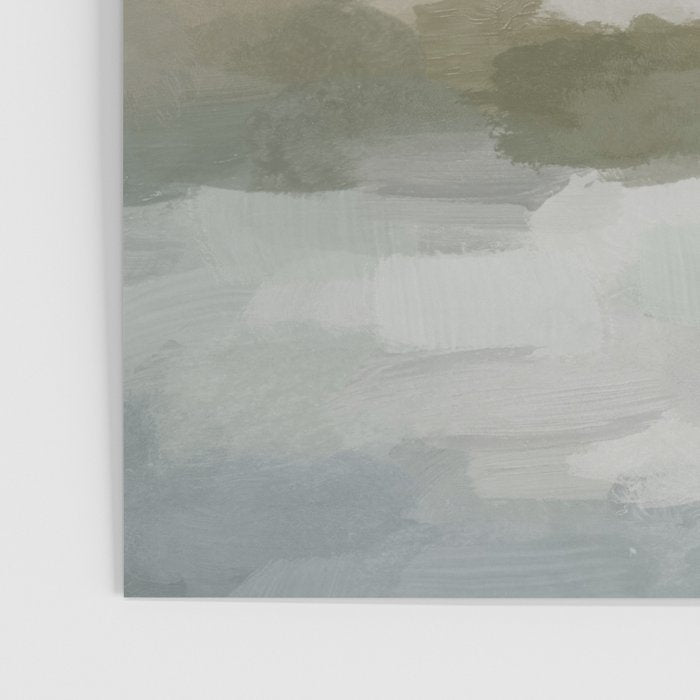 Break in the Weather I - Gray Blue Sage Green Sunrise Abstract Nature Ocean Painting Art Print Poster Gallery Image 3