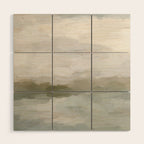Break in the Weather I - Gray Blue Sage Green Sunrise Abstract Nature Ocean Painting Art Print Wood Wall Art Gallery Image 1
