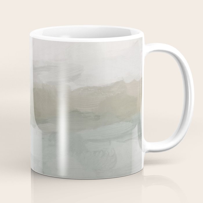 Break in the Weather I - Gray Blue Sage Green Sunrise Abstract Nature Ocean Painting Art Print Coffee Mug Gallery Image 1