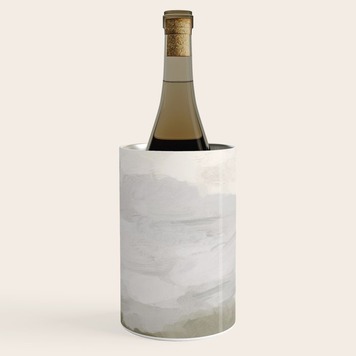 Break in the Weather I - Gray Blue Sage Green Sunrise Abstract Nature Ocean Painting Art Print Wine Chiller Gallery Image 1
