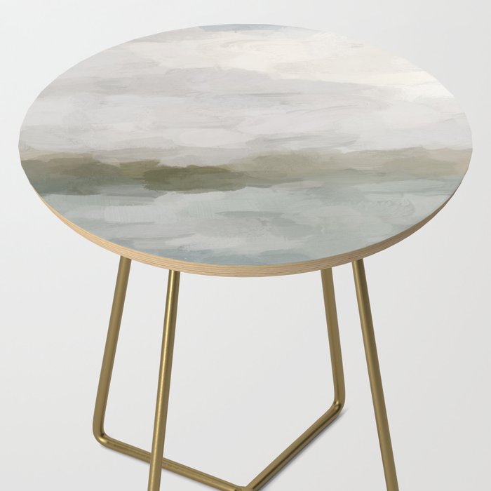 Break in the Weather I - Gray Blue Sage Green Sunrise Abstract Nature Ocean Painting Art Print Side Table Gallery Image 2