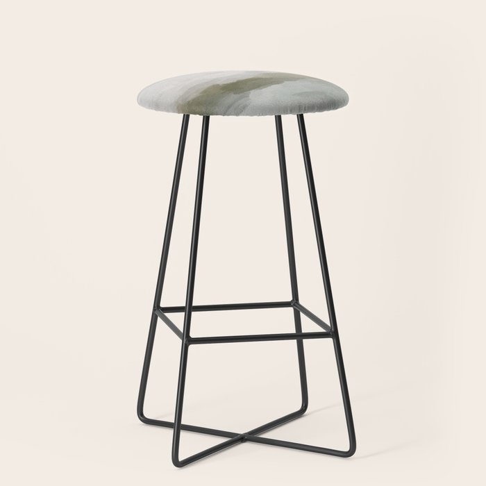 Break in the Weather I - Gray Blue Sage Green Sunrise Abstract Nature Ocean Painting Art Print Stool Gallery Image 1