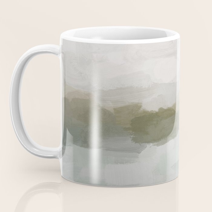 Break in the Weather I - Gray Blue Sage Green Sunrise Abstract Nature Ocean Painting Art Print Coffee Mug Gallery Image 3