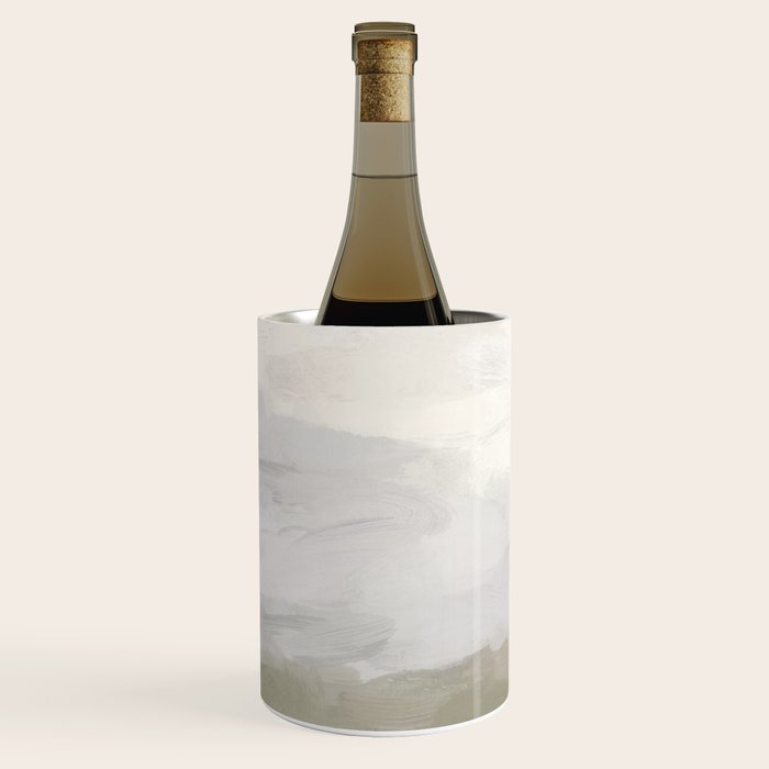 Break in the Weather I - Gray Blue Sage Green Sunrise Abstract Nature Ocean Painting Art Print Wine Chiller Gallery Image 3