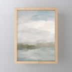 Break in the Weather I - Gray Blue Sage Green Sunrise Abstract Nature Ocean Painting Art Print Mini Art Print Gallery Image 1
