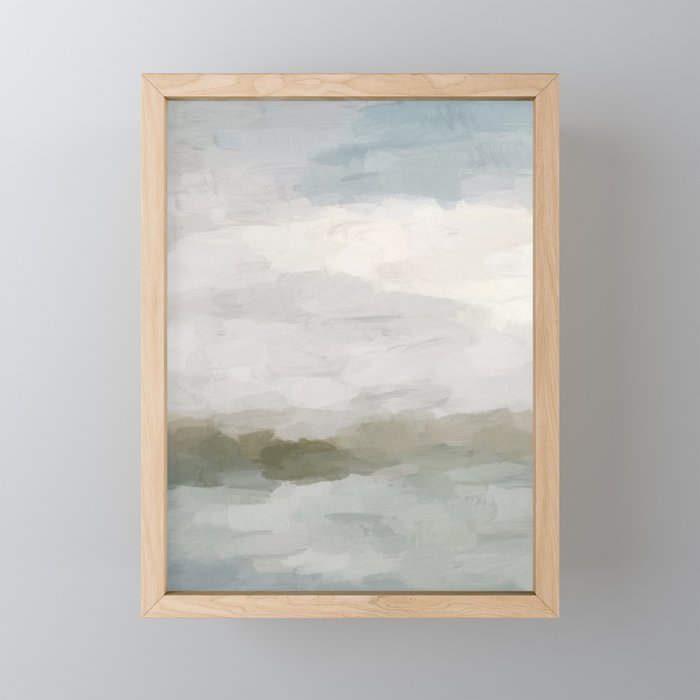 Break in the Weather I - Gray Blue Sage Green Sunrise Abstract Nature Ocean Painting Art Print Mini Art Print Gallery Image 1