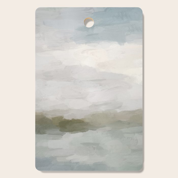Break in the Weather I - Gray Blue Sage Green Sunrise Abstract Nature Ocean Painting Art Print Cutting Board Gallery Image 1