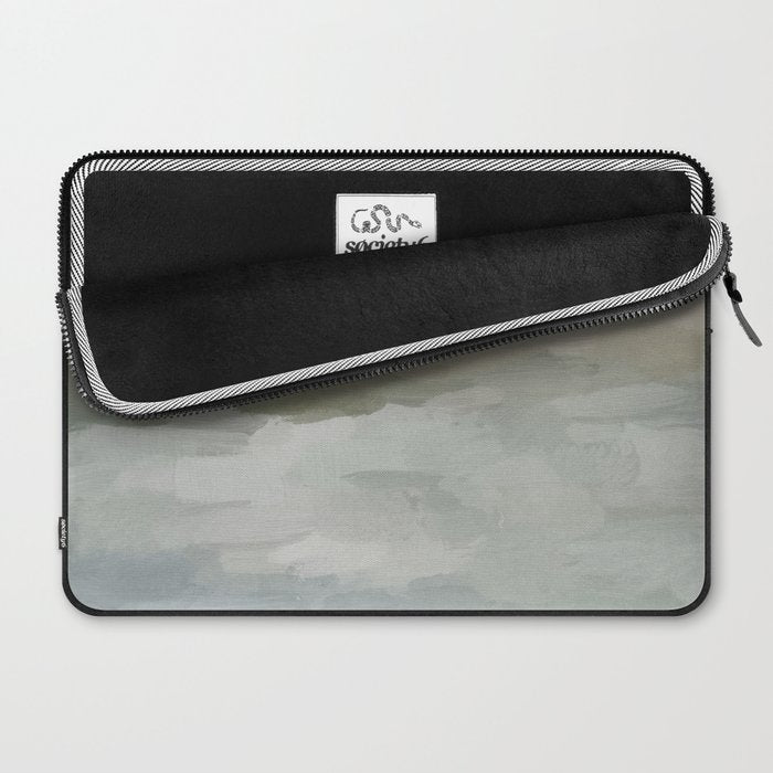 Break in the Weather I - Gray Blue Sage Green Sunrise Abstract Nature Ocean Painting Art Print Laptop Sleeve Gallery Image 2