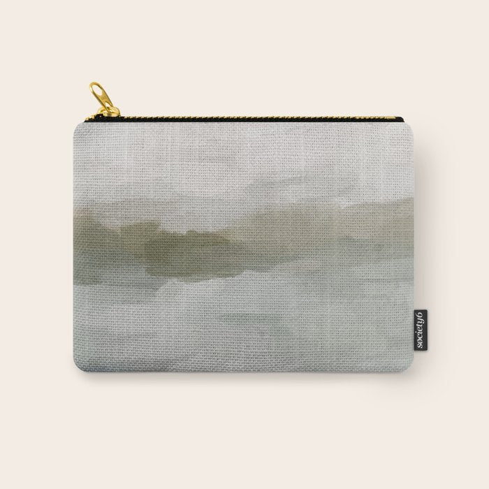 Break in the Weather I - Gray Blue Sage Green Sunrise Abstract Nature Ocean Painting Art Print Carry All Pouch Gallery Image 1