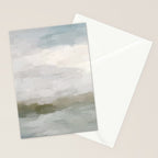 Break in the Weather I - Gray Blue Sage Green Sunrise Abstract Nature Ocean Painting Art Print Stationery Card Gallery Image 2
