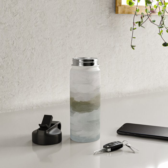 Break in the Weather I - Gray Blue Sage Green Sunrise Abstract Nature Ocean Painting Art Print Water Bottle Gallery Image 4