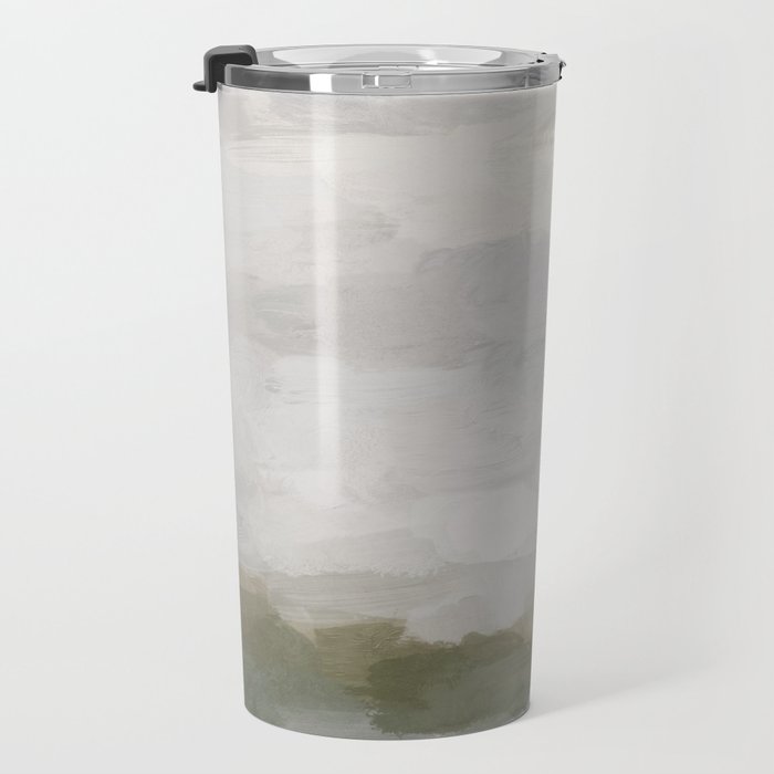 Break in the Weather I - Gray Blue Sage Green Sunrise Abstract Nature Ocean Painting Art Print Travel Mug Gallery Image 3