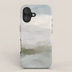 Break in the Weather I - Gray Blue Sage Green Sunrise Abstract Nature Ocean Painting Art Print iPhone Case Gallery Image 1