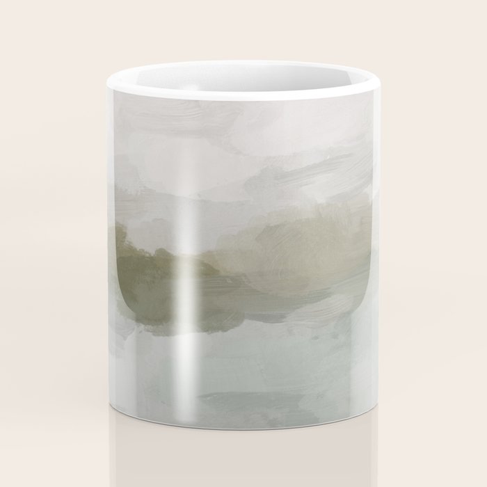 Break in the Weather I - Gray Blue Sage Green Sunrise Abstract Nature Ocean Painting Art Print Coffee Mug Gallery Image 4