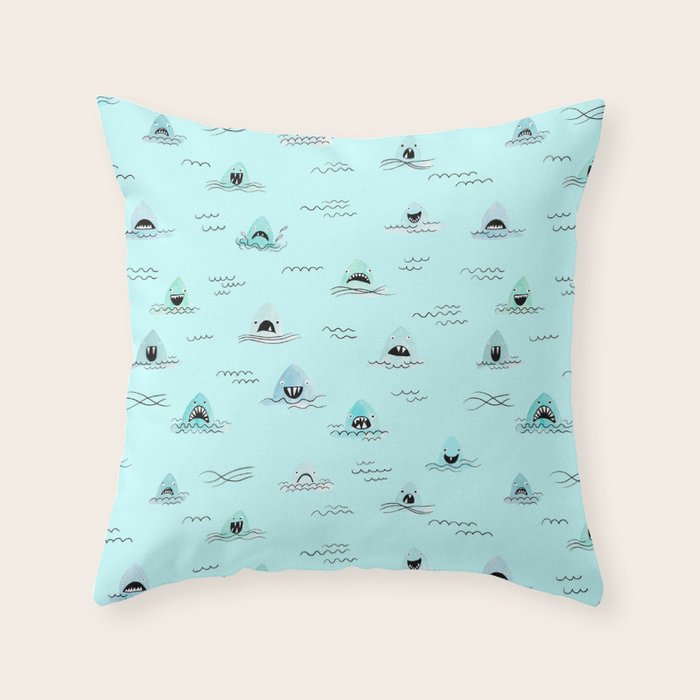 Sharkhead - Shark Pattern Throw Pillow Gallery Image 6