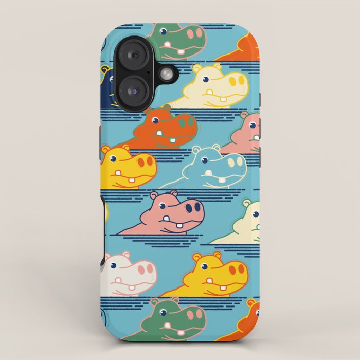 Happy Hippo Family iPhone Case Gallery Image 1