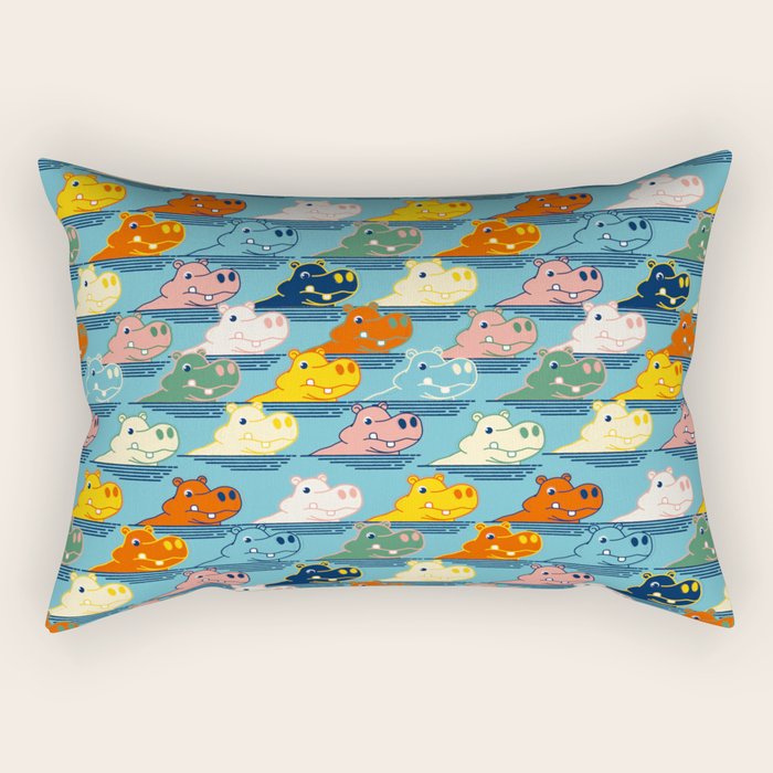 Happy Hippo Family Rectangular Pillow Gallery Image 1