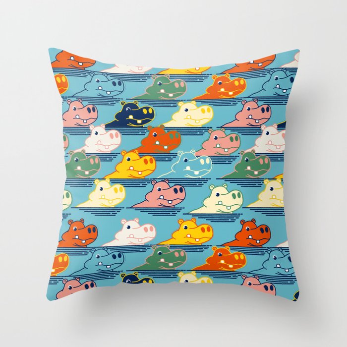 Happy Hippo Family Throw Pillow Gallery Image 6